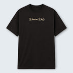 WOFF black 100% cotton crew neck t-shirt with "Warrior Wolf" text graphic on chest.
