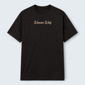 WOFF black 100% cotton crew neck t-shirt with "Warrior Wolf" text graphic on chest.