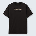 WOFF black 100% cotton crew neck t-shirt with "Warrior Wolf" text graphic on chest.