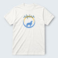 WOFF unisex classic crew t-shirt in white 100% cotton with a blue wolf howling at the moon logo.