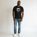 WOFF black 100% cotton crew neck t-shirt with a graphic print of three skulls and the text "DEATH SKULL".