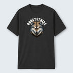 WOFF Ghoststride Crew T-Shirt in black 100% cotton with a graphic print of a wolf's head and the word Ghoststride.
