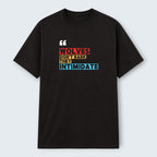 WOFF black 100% cotton crew neck t-shirt with "Wolves Don't Bark They Intimidate" graphic print.