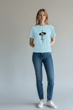WOFF light blue 100% cotton unisex regular fit t-shirt with black 'WILD' graphic print and abstract lines.