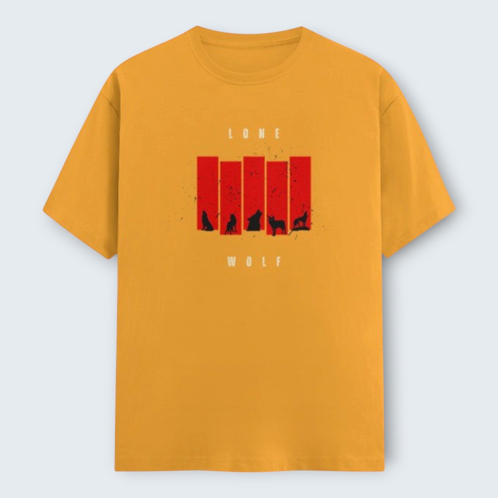 WOFF Lone Wolf graphic t-shirt in mustard yellow 100% cotton with unisex regular fit.