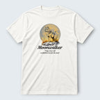 WOFF white 100% cotton unisex regular fit Moonwalker crew t-shirt with wolf graphic and moon.