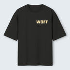 WOFF Territory oversized black cotton t-shirt with a distressed logo print on the chest.