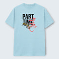 WOFF light blue 100% cotton crew neck t-shirt with "Part Time Wolf" graphic featuring claw marks.