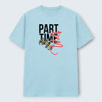 WOFF light blue 100% cotton crew neck t-shirt with "Part Time Wolf" graphic featuring claw marks.