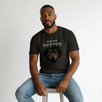 WOFF black 100% cotton crew neck t-shirt with a graphic of a wolf's face and the words NIGHT REAPER.