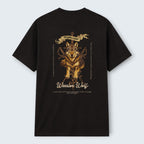 WOFF black 100% cotton unisex regular fit t-shirt with a warrior wolf graphic and text.