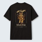 WOFF black 100% cotton unisex regular fit t-shirt with a warrior wolf graphic and text.