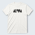 WOFF Wild Alpha Crew T-Shirt in white 100% cotton with black distressed text graphic.