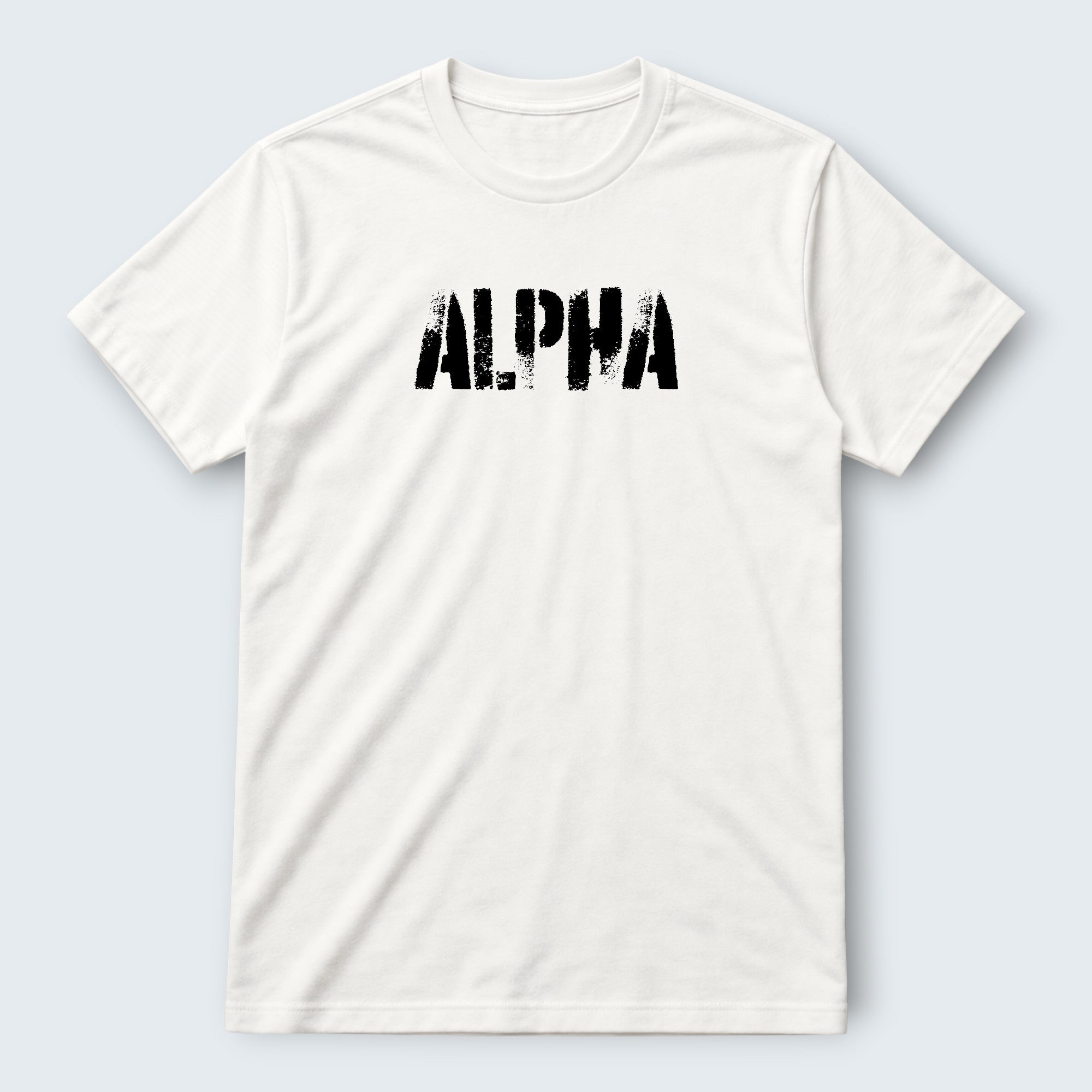 WOFF Wild Alpha Crew T-Shirt in white 100% cotton with black distressed text graphic.
