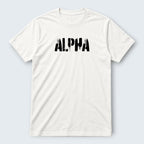 WOFF Wild Alpha Crew T-Shirt in white 100% cotton with black distressed text graphic.