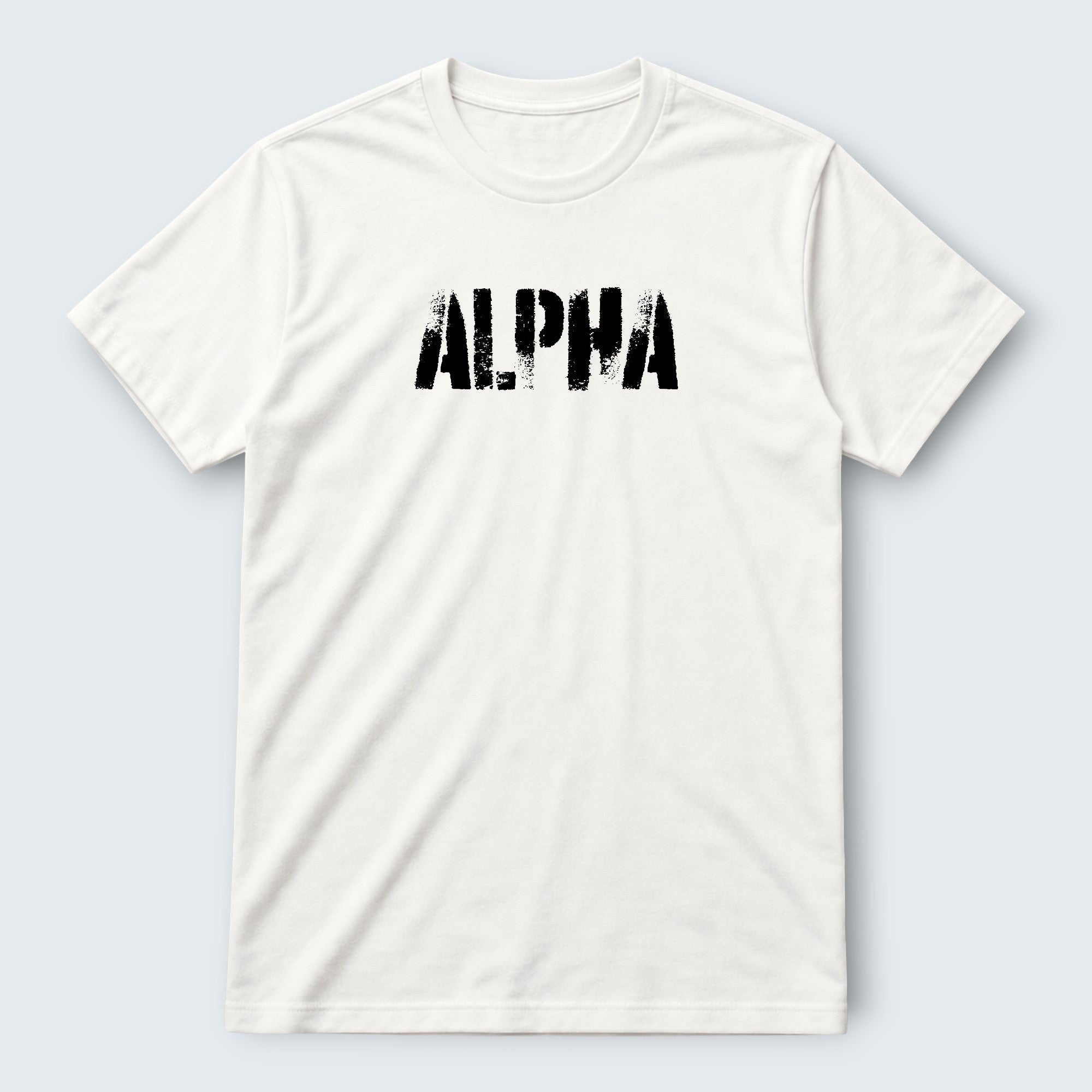 WOFF Wild Alpha Crew T-Shirt in white 100% cotton with black distressed text graphic.