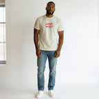 WOFF white 100% cotton crew neck t-shirt with red 'LONE WOLF' graphic print. Regular unisex fit.
