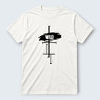 WOFF white 100% cotton unisex regular fit t-shirt with black 'WILD' graphic print and abstract lines.